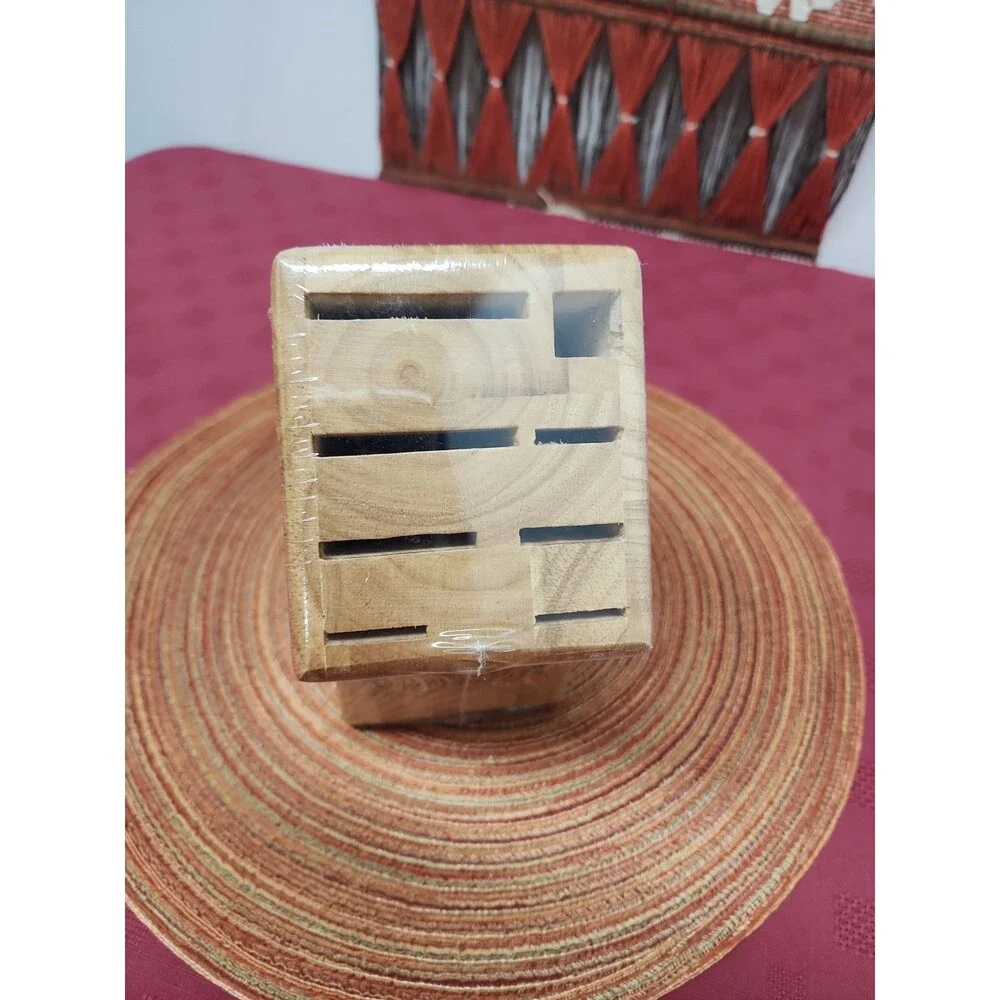 WUSTOF 9 Slot Knife Block Solid Birch Natural #7250-1-100 New In Packging No Box